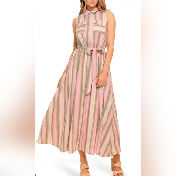 Striped Pink and Green Maxi Dress - Picture 7 of 10